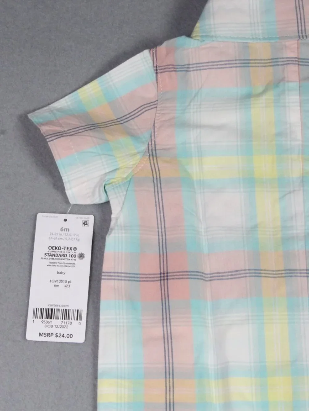 Carter's 6M Baby Boy 3pc Lot Plaid Button Shirt Anchor Romper Stripe - Picture 7 of 9